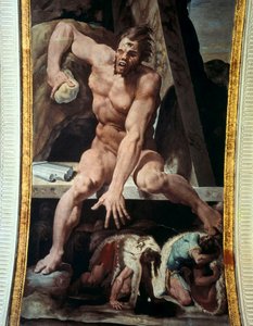 Ulisses e seus companheiros fogem do covil de Polifemo. Fresco