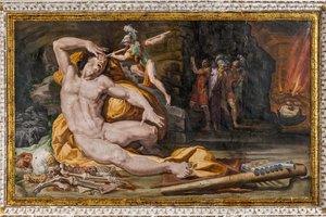 Ulisses cegando Polifemo, detalhe da Sala de Polifemo