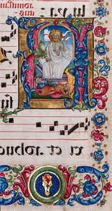 Biblioteca Piccolomini: livro coral, código. 101.7, ff. 14r com "Ressurreição de Cristo", de Pellegrino di Mariano.