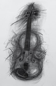 Violino, 2005 (carvão vegetal sobre papel)