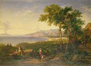 A Baía de Salerno, c.1820-30 (óleo sobre tela)