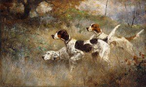 Os Setters Três, Bob, Bill e Ginger em um ponto triplo de Percival Leonard Rosseau