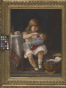 Uma mãe ansiosa (óleo sobre tela) de Percival de Luce