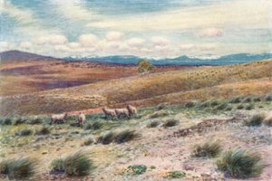 Montanhas de neve perto do local da Capital Federal (cor litho)