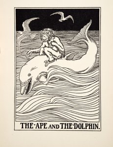 O macaco e o golfinho, de cem fábulas de Esopo, pub.1903