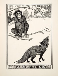 The Ape and the Fox, de A Hundred Fables of Aesop, pub.1903 (gravura) de Percy J. Billingshurst