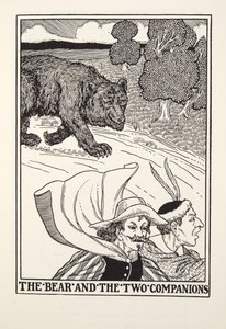 The Bear and the Two Companions, de Fontaine Fables, pub. 1905 (gravura) de Percy J. Billingshurst