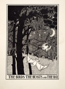 The Birds, the Beasts and the Bat, from A Hundred Fables of Aesop, pub.1903 (gravura) de Percy J. Billingshurst