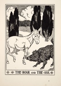 O Javali e o Burro, de Cem Fábulas de Esopo, pub.1903