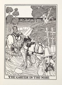 The Carter in the Mire, de Fontaine Fables, pub. 1905 (gravura) de Percy J. Billingshurst