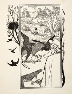 The Cat and Crows, de A Hundred Anecdotes of Animals, pub. 1924 (gravura) de Percy J. Billingshurst