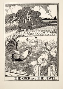 O galo e a jóia, de cem fábulas de Esopo, pub.1903 de Percy J. Billingshurst