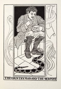 The Countryman and the Serpent, de Fontaine Fables, pub. 1905