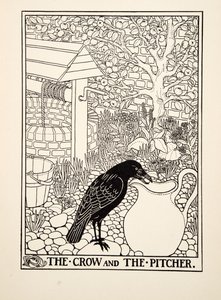 O corvo e o jarro, de cem fábulas de Esopo, pub.1903