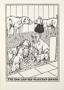 O cão e seu jantar de mestres, de Fontaine Fables, pub. 1905
