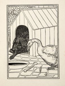 O cão e o ganso, de cem anecdotes dos animais, bar. 1924 de Percy J. Billingshurst