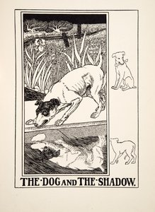 O cão e a sombra, de cem fábulas de Esopo, pub.1903