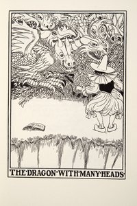 O Dragão com Muitas Cabeças, de Fontaine Fables, pub. 1905 (gravura) de Percy J. Billingshurst