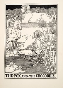 A raposa e o crocodilo, de cem fábulas de Esopo, pub.1903