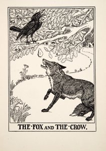 A raposa e o corvo, de cem fábulas de Esopo, pub.1903