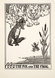 The Fox and the Frog, de A Hundred Fables of Aesop, pub.1903 (gravura) de Percy J. Billingshurst