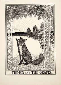 A raposa e as uvas, de cem fábulas de Esopo, pub.1903