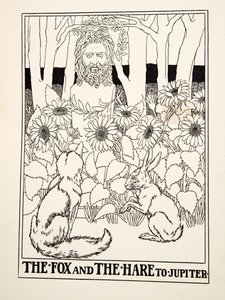 A raposa e a lebre de Júpiter, de cem fábulas de Esopo, pub.1903