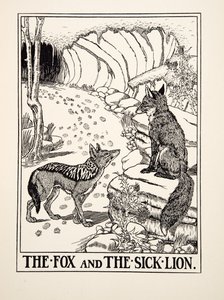 The Fox and the Sick Lion, de A Hundred Fables of Aesop, pub.1903 (gravura) de Percy J. Billingshurst