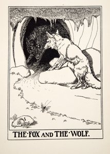 The Fox and the Wolf, de A Hundred Fables of Aesop, pub.1903 (gravura) de Percy J. Billingshurst