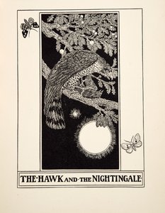 O Falcão e o Rouxinol, de Cem Fábulas de Esopo, pub.1903