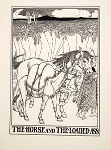 The Horse and the Loaded Ass, from A Hundred Fables of Aesop, pub.1903 (gravura) de Percy J. Billingshurst