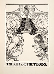 O papagaio e os pombos, de cem fábulas de Esopo, pub.1903