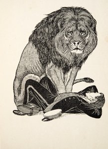 O Leão e seu Guardião, de Cem Anedotas de Animais, pub. 1924 de Percy J. Billingshurst