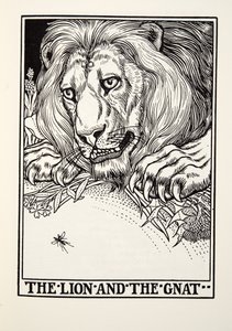 O Leão e o Mosquito, de Fontaine Fables, pub. 1905