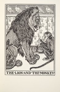 O Leão e o Macaco, de Fontaine Fables, pub. 1905 de Percy J. Billingshurst