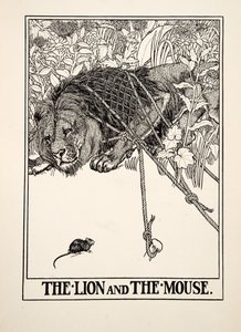 O Leão e o Rato, de Cem Fábulas de Esopo, pub.1903