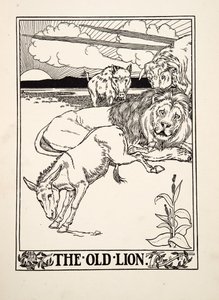 O Leão Velho, de Cem Fábulas de Esopo, pub.1903 de Percy J. Billingshurst