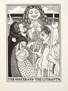 The Oyster and the Litigants, de Fontaine Fables, pub. 1905 (gravura) de Percy J. Billingshurst
