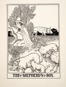 The Shepherds Boy, de cem fábulas de Esopo, pub.1903
