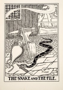 The Snake and the File, from A Hundred Fables of Aesop, pub.1903 (gravura) de Percy J. Billingshurst
