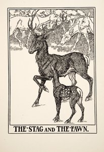 O veado e o fulvo, de cem fábulas de Esopo, pub.1903 de Percy J. Billingshurst
