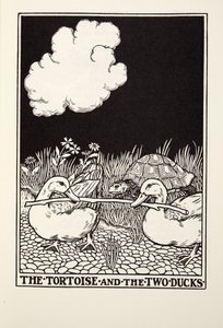 A tartaruga e os dois patos, de fábulas de Fontaine, bar. 1905 de Percy J. Billingshurst