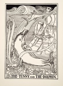 O atum e o golfinho, de cem fábulas de Esopo, pub.1903