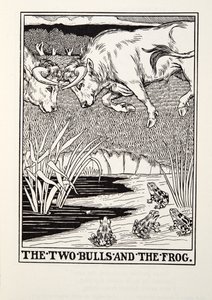 Os dois touros e o sapo, de Fontaine Fables, pub. 1905