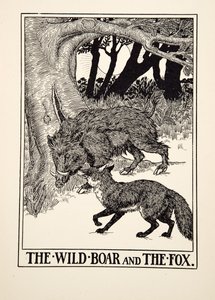 The Wild Boar and the Fox, de A Hundred Fables of Aesop, pub.1903 (gravura)