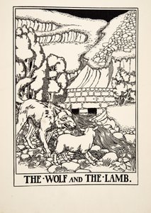O lobo e o cordeiro, de cem fábulas de Esopo, pub.1903