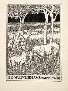 The Wolf, the Lamb and the Goat, from A Hundred Fables of Aesop, pub.1903 (gravura) de Percy J. Billingshurst