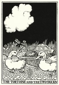 Fábulas de La Fontaine: A tartaruga e os dois patos (litho)