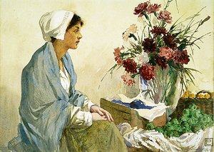 A Vendedora de Flores (aquarela sobre papel)