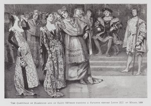 A dançar: Os Cardeais de Narbonne e de Saint Severin dançando uma Pavanne antes de Luís XII em Milão de Percy Macquoid